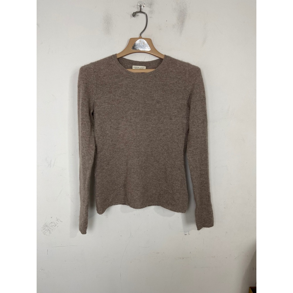 Adrienne Vittadini Cashmere Sweater Womens Small Brown Crewneck 2-Ply Knit Top‎